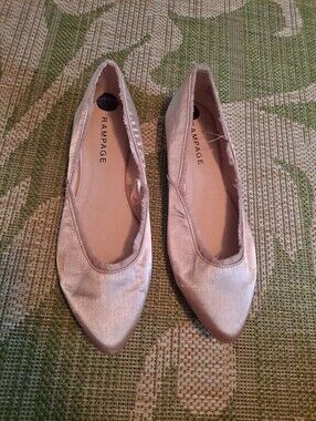 Rampage Pale Pink Satin Pointed Ballet Flats